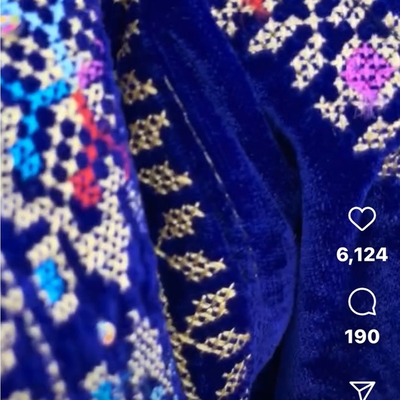 Royal velvet thoub embroidered with belt - Picture 4 of 8